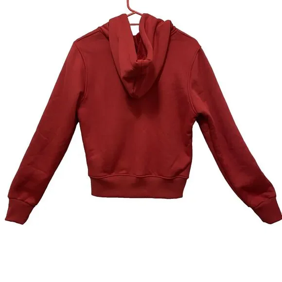 Pop-Up Women’s Zip Up Hoodie Fleece Lined Soft Jacket SizeM Red - Picture 2 of 8